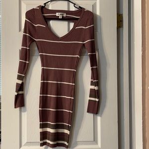 Mauve striped Ribbed Dress
